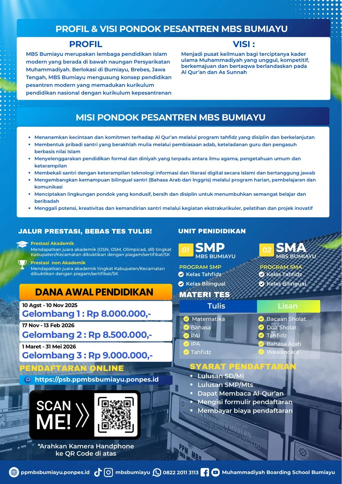 Brosur PPDB MBS Bumiayu Tahun Ajaran 2026/2027 - SMP dan SMA Islam Terpadu